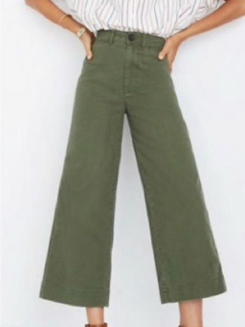 Madewell Olive Straight Wide-Leg Chinos